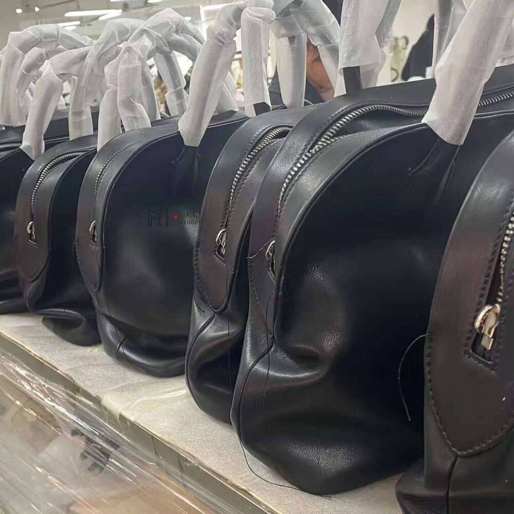 Genuine Leather Handbag Bowling Shell-Shaped Boston Women's Bag Full-Grain Cowhide Fashion Versatile Minimalist New