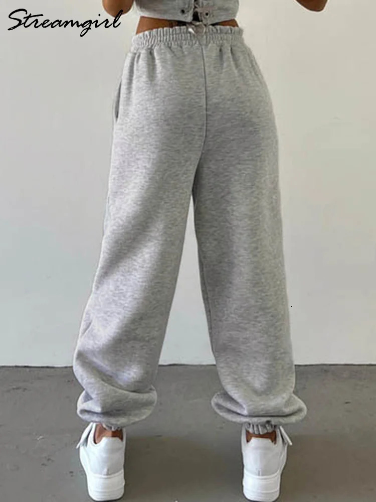 Thick Warm Fleece Sweatpants Women Winter Straight Leg Pants Gray Velvet Trousers Pants Jogger For Women Sweatpants Outfits 251022