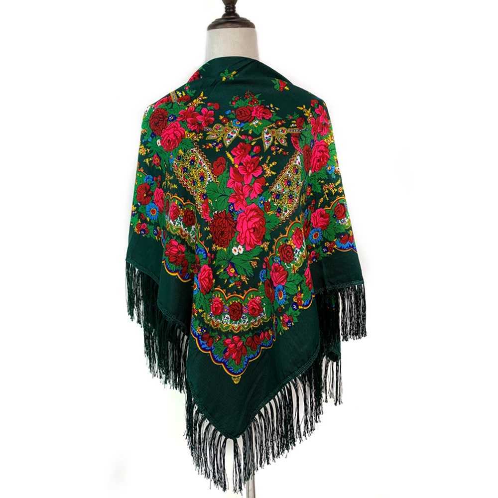 120120cm Women Russian National Square Scarf Retro Floral Printed Ethnic Scarves Handband Shawl Twill Cotton Handkerchief J251118