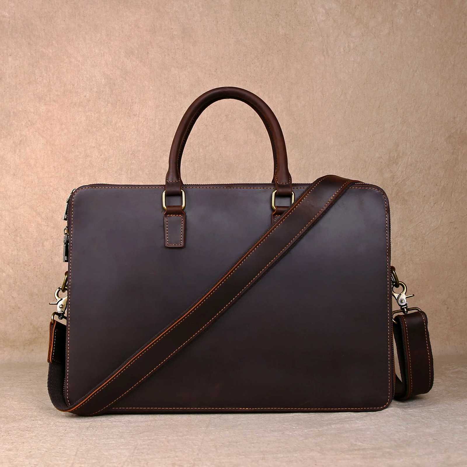 Original Business Casual Genuine Leather Briefcase HandHeld Bag Top Layer Cowhide Computer Bag SingleShoulder Bag W251022