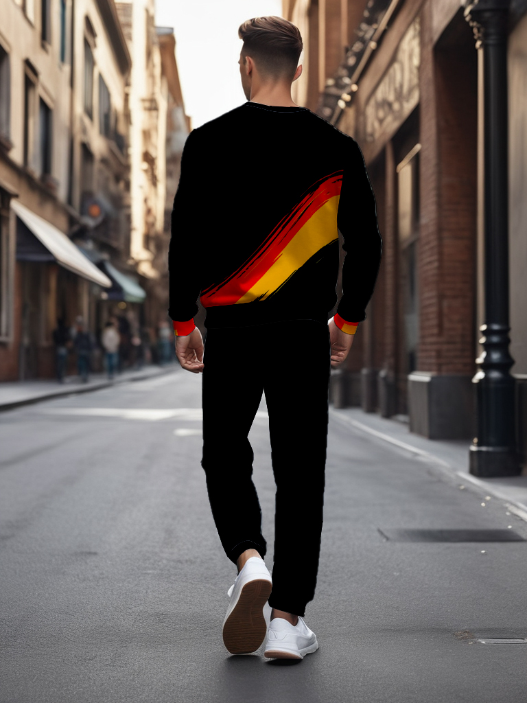 Men's Knitted Cotton Blend Long Sleeve Sweatshirt Brown round Neck Ankle-Length Casual T-Shirt Comfortable Outdoor Wear - YLWY00143