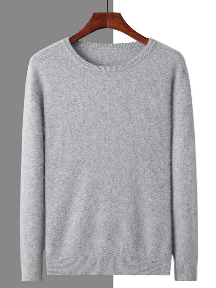 100 Mink Cashmere Sweater Mens Oneck Long Sleeve Pullover Casual Fashion Tops Knit Loose Patchwork Mens Jacket Autumn WinterXJ251022