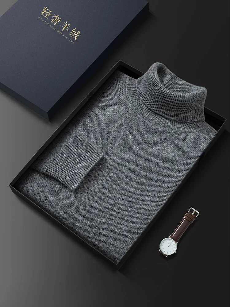 Fashion Basic Turtleneck Sweater Pullover 100 Cashmere Mens Autumn Winter Sweater Soft Warm Thick Clothes Causal Pullover KnitXJ251022