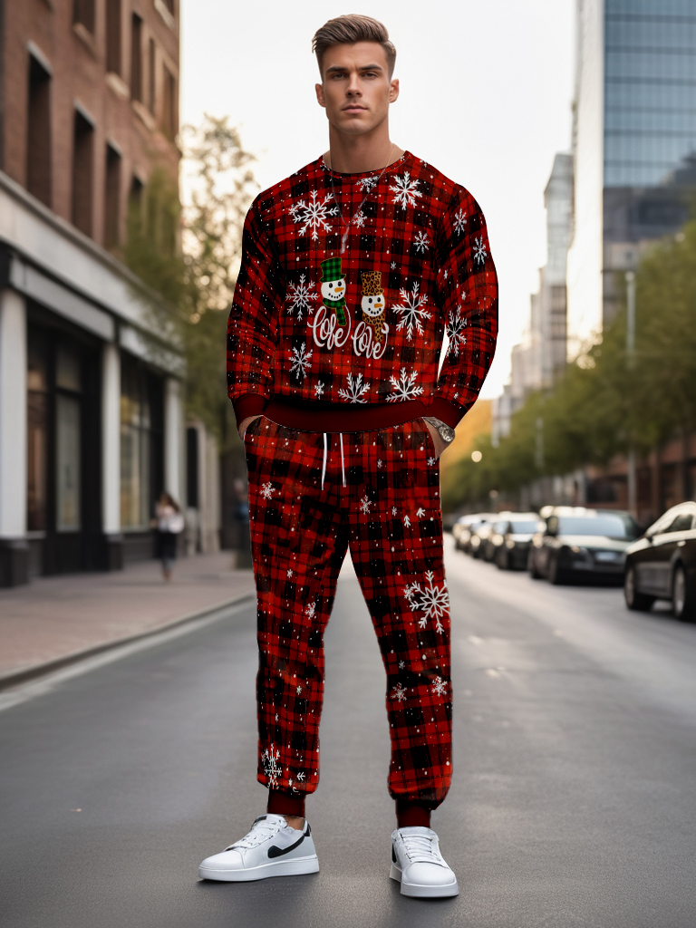 Men's Brown Knitted Cotton Blend Long Sleeve Round Neck Sweatshirt Ankle-Length Casual Comfortable Outdoor Wear T-Shirt - YLWY00175