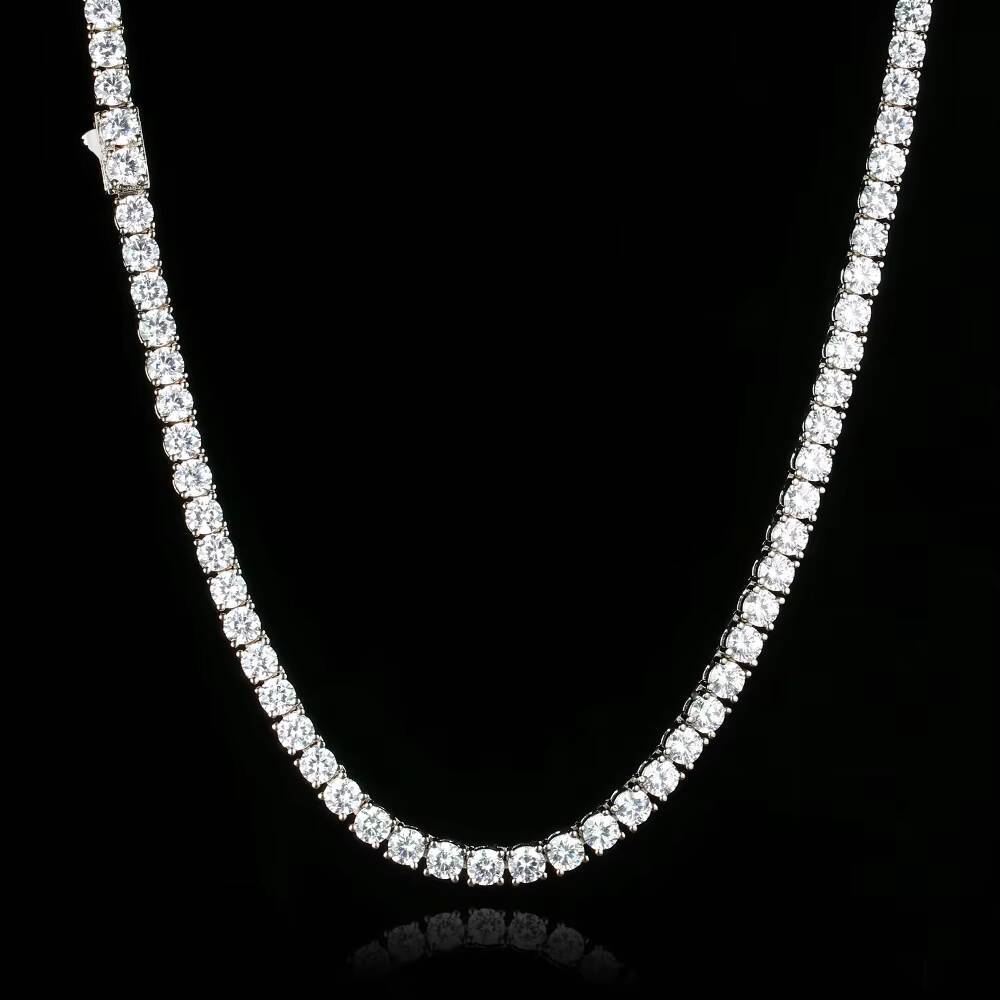 Fine Jewelry Hip Hop 925 Sterling Silver VVS Moissanite Diamond Cluster Iced Out Tennis Chain Bracelet Necklace for Men Women