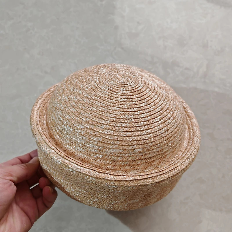 Summer Knitted Beret Womens Sun Hat Circle Concave Top Straw Church Derby Party Beach 251008