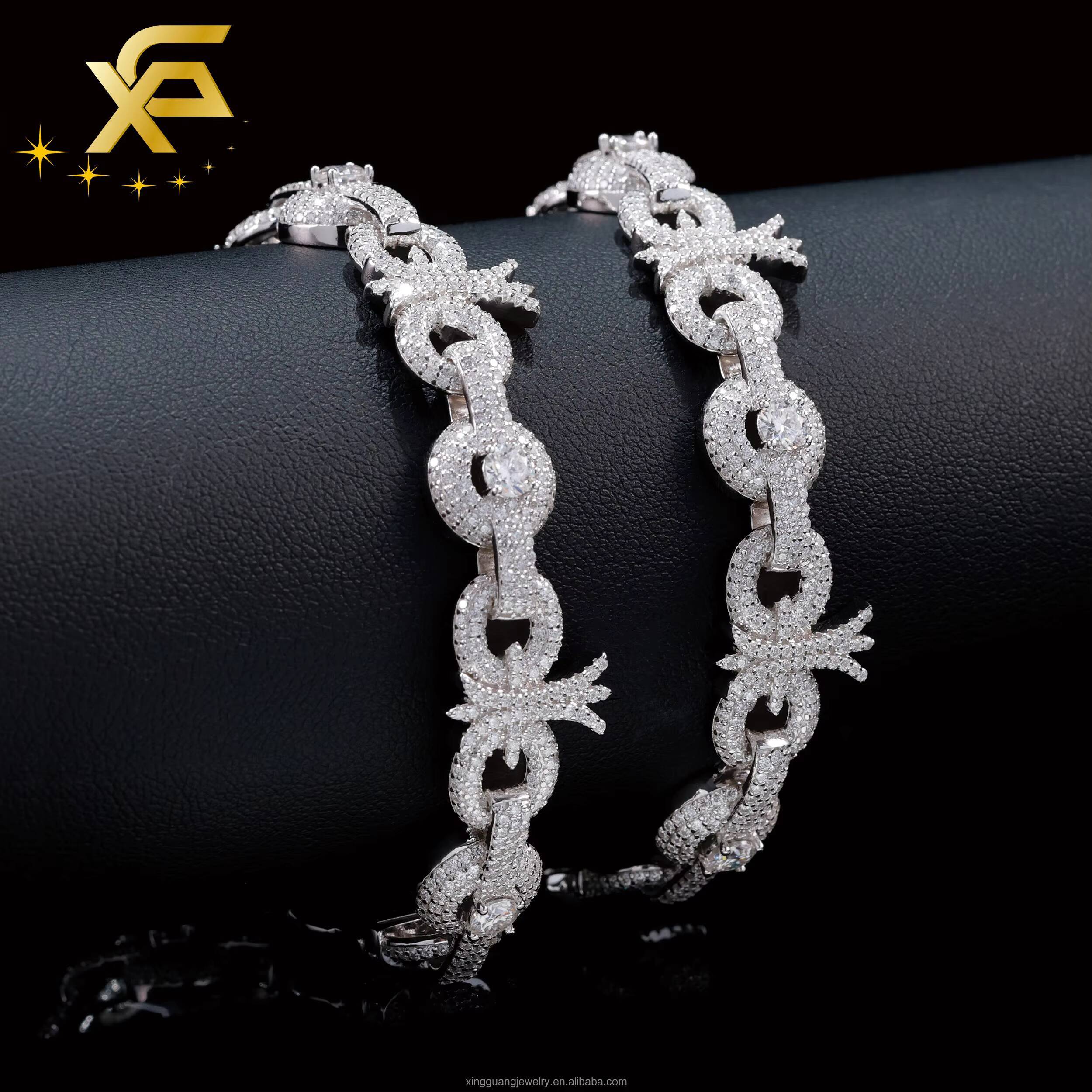 15mm Fashion Jewelry Cuban Cross Bracelet S925 Silver D Color VVS Moissanite Hiphop for Women Girl Moissanite Bracelet