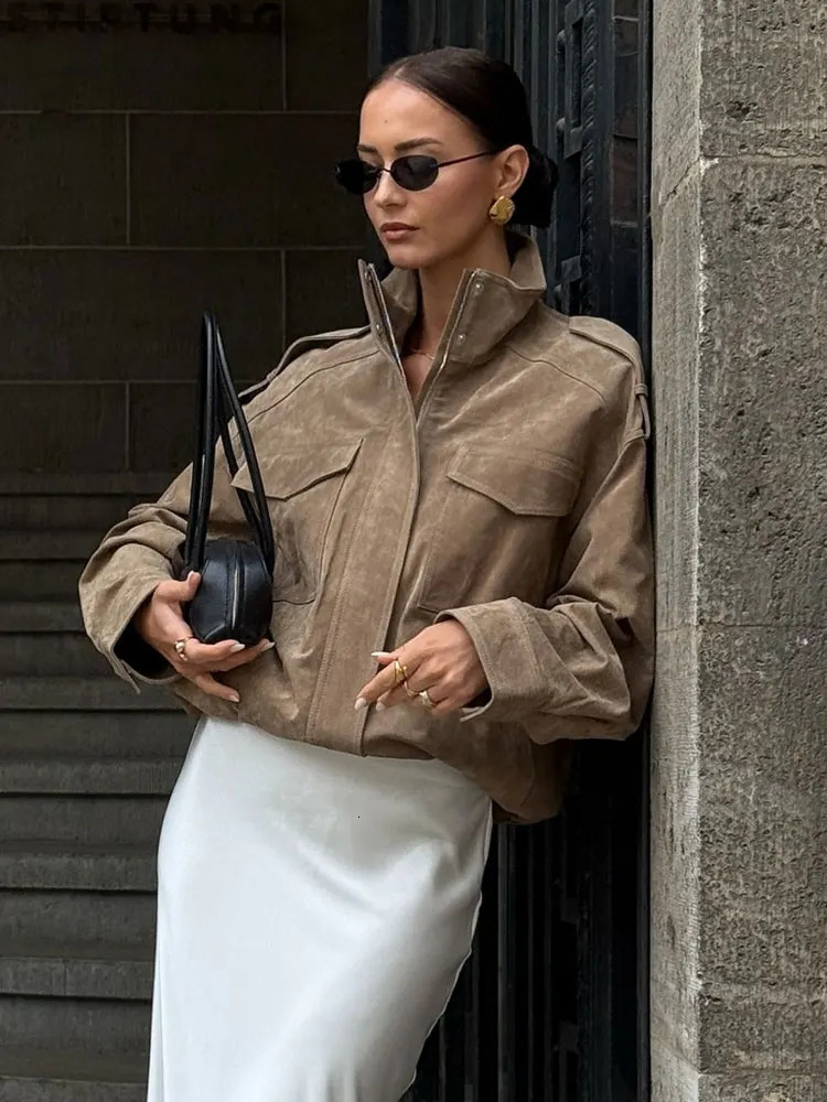 HH Autumn Jacket For Women Long Sleeve Zipper Overcoat Bomber Jackets Loose Coats With Pocket Female Fashion Lady Outwear 251017