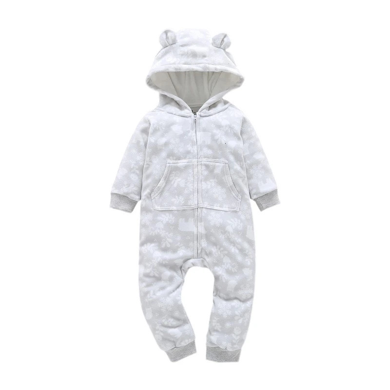 Infant Baby Romper Spring Autumn Warm Babi Boy Girl Clothes Coral Fleece Hooded Babe Animal Jumpsuit 251022