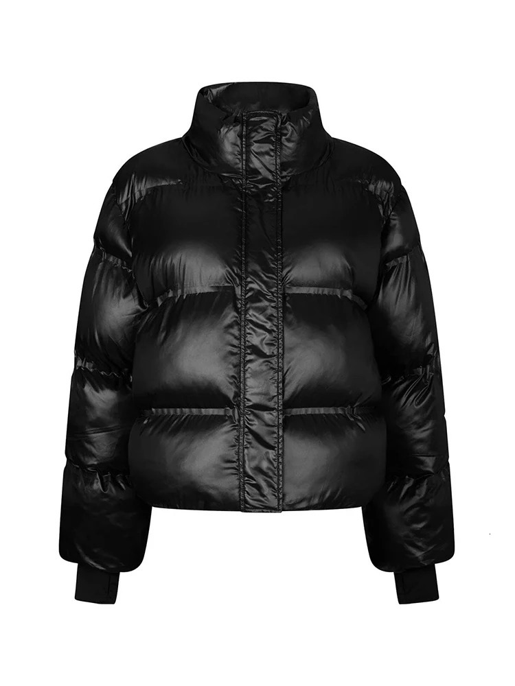 Womens Winter Cotton Coat Stand Collar Zipper Puffy Green Brown Thick Warm Down Jacket Female Street Lady in Outwear 251017