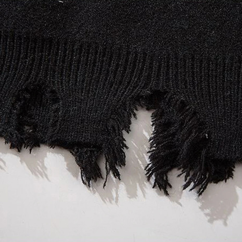 Skulls Sweaters Gothic Punk Black Ripped Sweater Knitted Pullover Jumper Harajuku Oversized Y2K Streetwear Sweater Unisex 251020