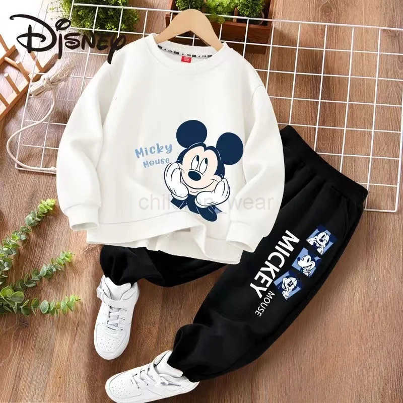 Disney Autumn Baby Girl Boy Clothes Set Children Mickey Printing Sweatshirt Top and Pants Bottom Two Piece Suit Cotton Tracksuit H2510221
