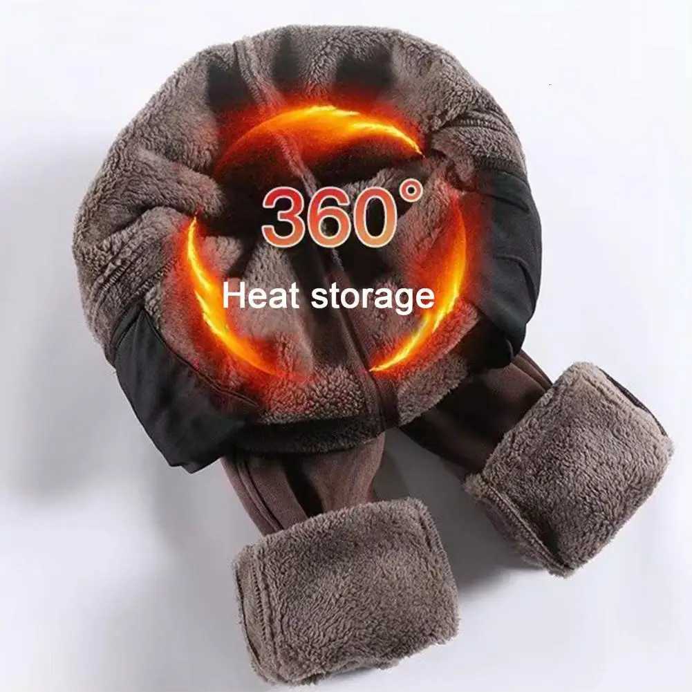 Women Autumn Winter Warm Sweatpants High Waist Drawstring Pockets Solid Color Casual Trousers Fleece Lining Thick Harem PantsT251022