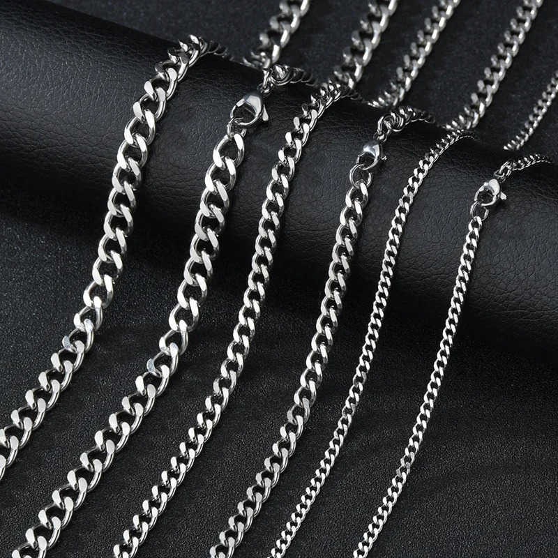 Basic Punk Stainless Steel 357mm Curb Cuban Necklaces For Men Women Black Gold Color Link Chain Chokers Solid Metal Jewelry U251022