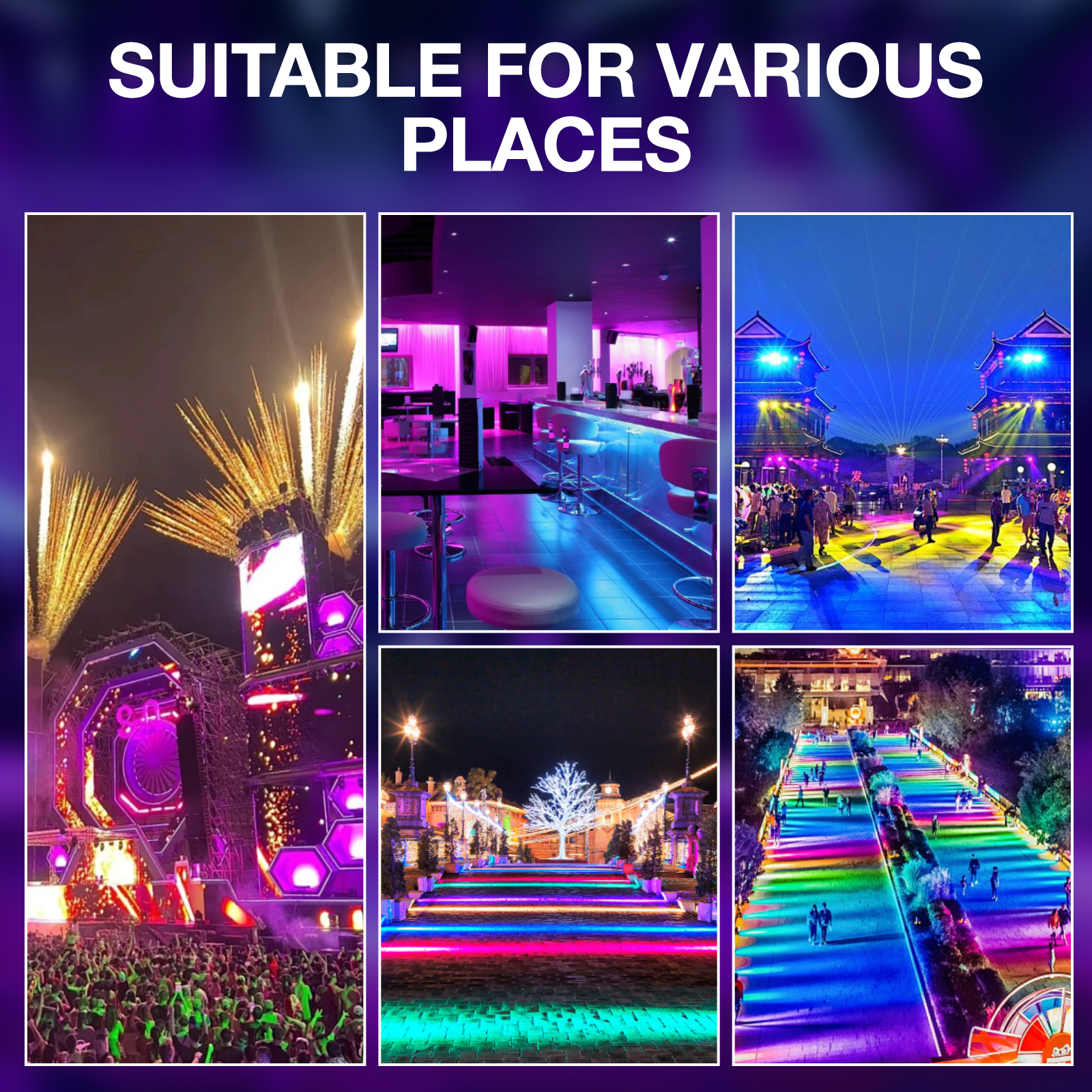 Stock In USA Eight-stage strobe lights, 1000w full-color 8-stage flashing lights, bar live streaming room atmosphere lights, stage lights, LED lights