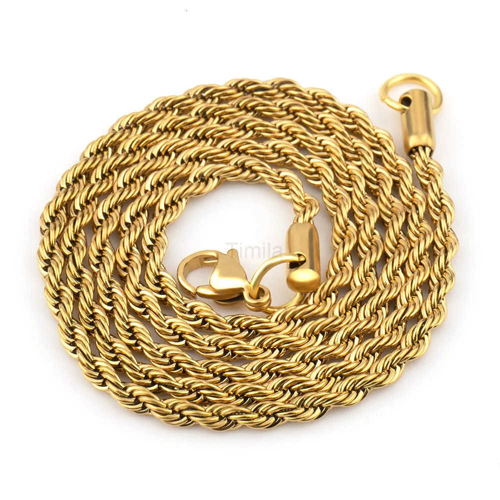 HNSP Stainless Steel Twist Rope Chain Necklace For Women Men Neck Jewelry Pendant Accessories U251022