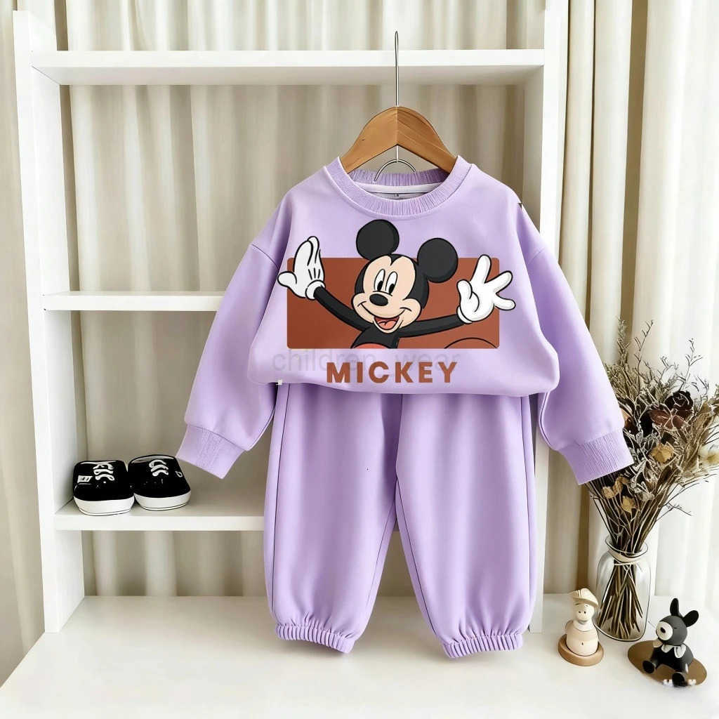 Disney 2025 Baby Loungewear Mickey Mouse Toddler Sweatshirts Suits Lovely Sets For Young Children Wear Leisure Costume TopsPant H251022