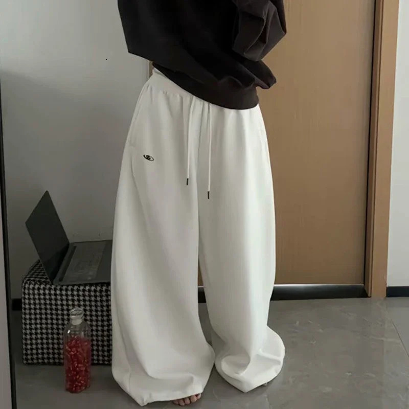 Y2K Vintage Baggy Sweatpants Women Autumn Korean Loose Wide Leg Pants Streetwear Casual Zipper Fly Female Trousers 251022