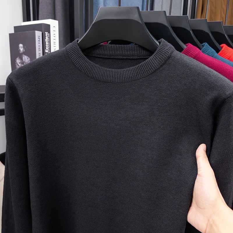 2025 AutumnWinter Thick Sweater Mens Round Neck Knitted Wool Sweater Warm and Versatile Casual Knitted Bottom Sweater MensXJ251022