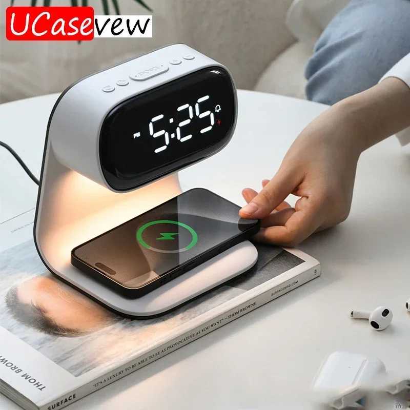 3in1 Wireless Charger Multifunctional LED Warm Light Night Light Clock Phone Earphone For iPhone Charging Stand J251114