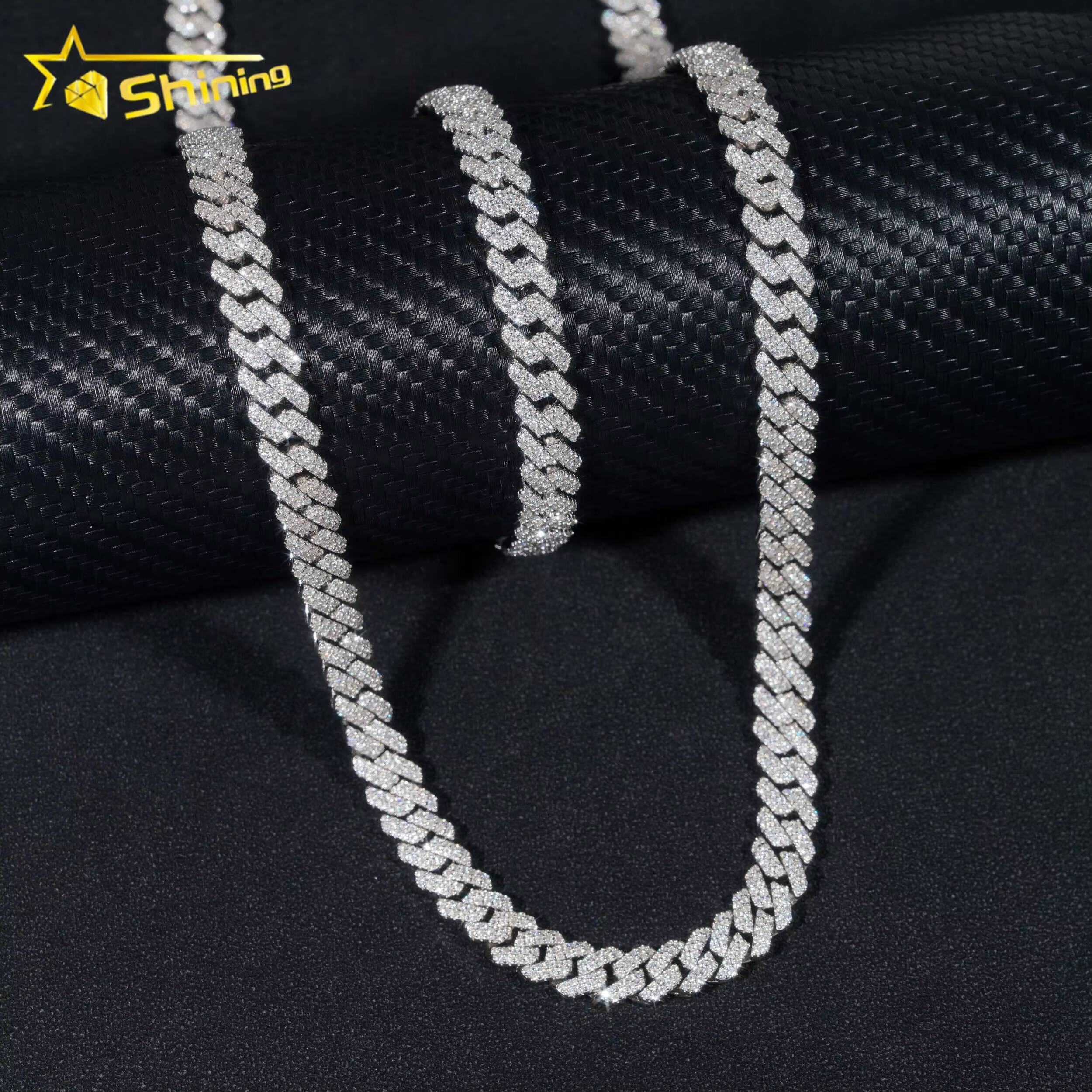 Stocks 8MM 925 Sterling Silver Gold Plated New Arrivals Hip Hop VVS D Color Moissanite Cuban Link Chain
