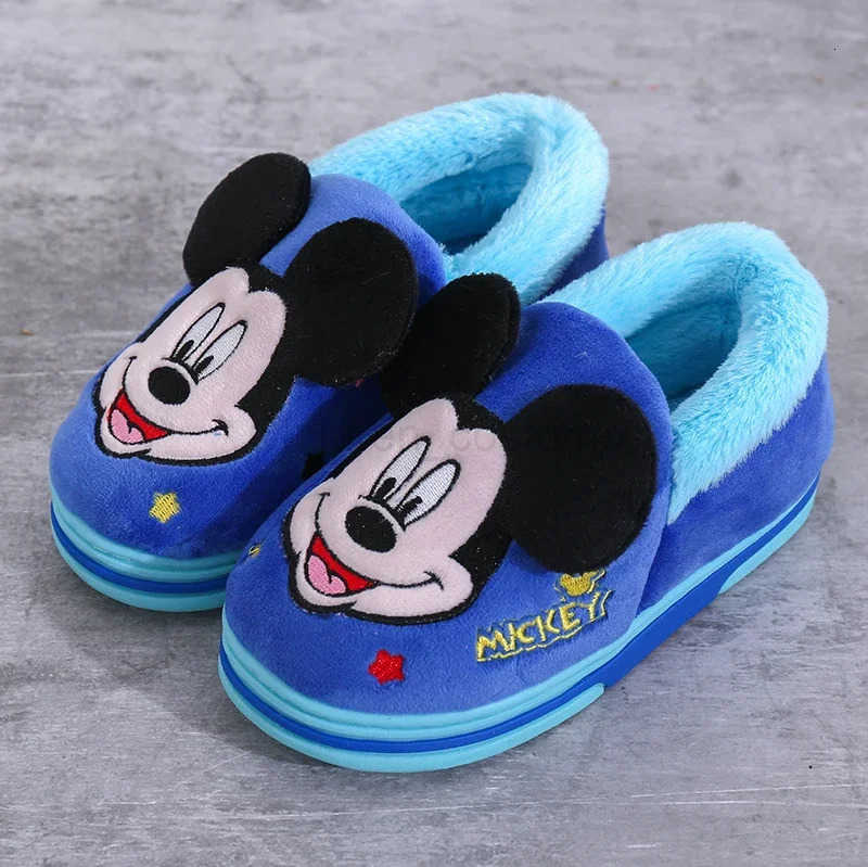Disney Winter Boys and Girls Lovely Cotton Slippers Mickey mouse Bedroom Household Non slip Childrens Warm Plush Slippers H251022