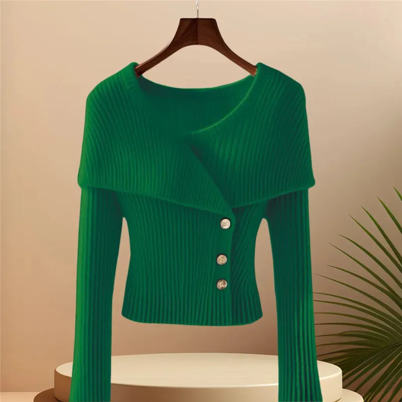 Autumn Winter Elegant Femme Solid Color Knitted Pullover Sweater Temperament Fashion Women Slim Jumper Sweaters Tops B759 251020