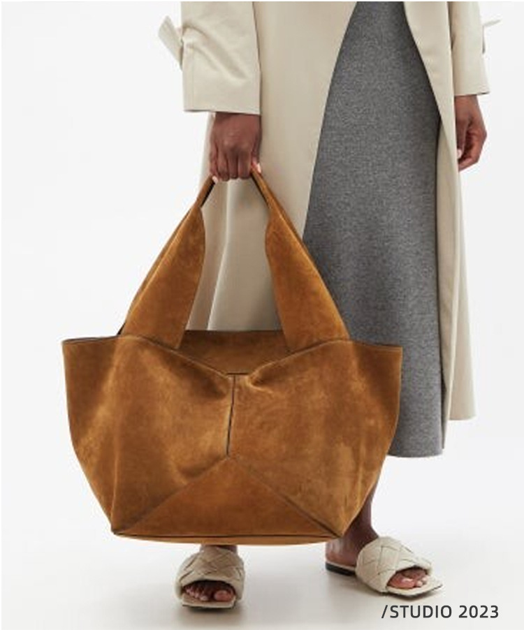 new versatile minimalist soft large-capacity niche-designed suede bucket bag unisex tote bag