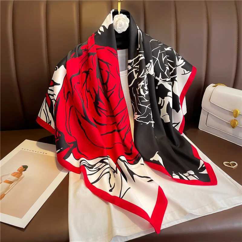 New Design Luxury 90cm Twill Silk Women Scarf Sunscreen Foulard Shawl Hijab Female Hair Hijab Wraps Neckerchief Bandanda Echarpe J251118