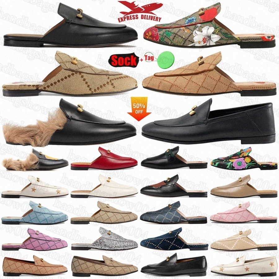 Designer slides Mules slippers Princetown Leather Horsebit Loafers Slipper mens womens Mule beach sliders Genuine Canvas Metal Black BrqhKJ#