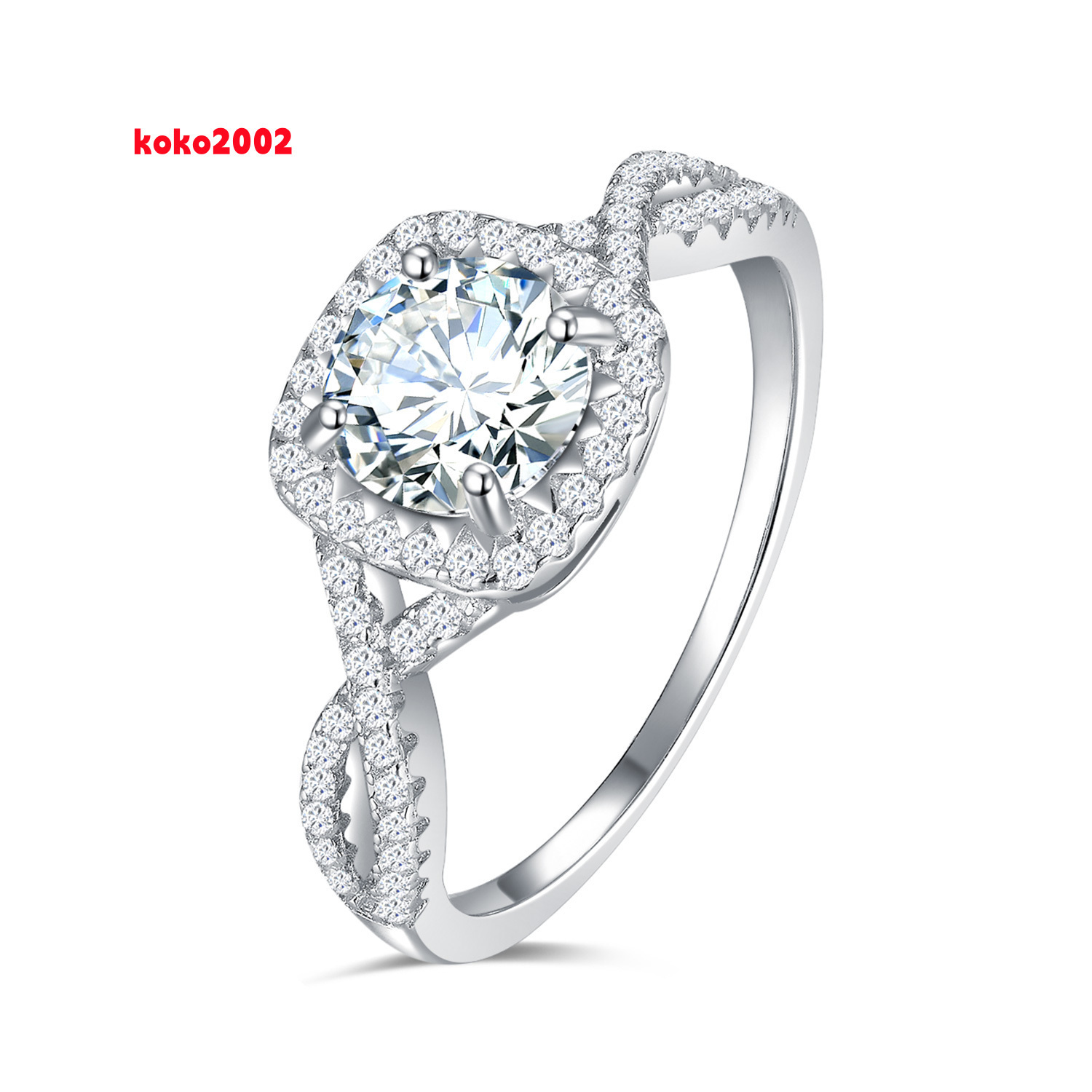 Luxury 925 Sterling Silver Twist Arm GRA VVS Moissanite Ring Bridal Promise Jewelry for Women Womens Finger Ring