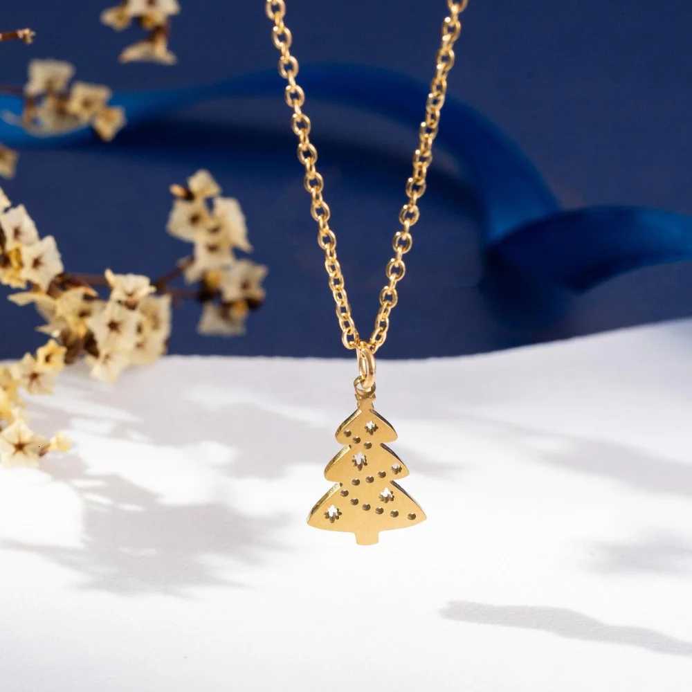 Stainless Steel Christmas Tree Pendant Necklace For Women New Trendy Sweet Clavicle Chain Unique Birthday Party Jewelry Gifts V251022