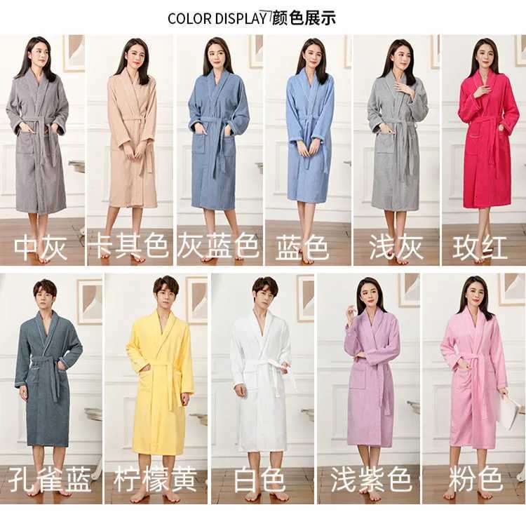 100 Cotton Toweling Terry Robe Unisex Lovers Soft Bath Robe Men and Women Nightrobe Sleepwear Male Casual Home Bathrobe C2510223