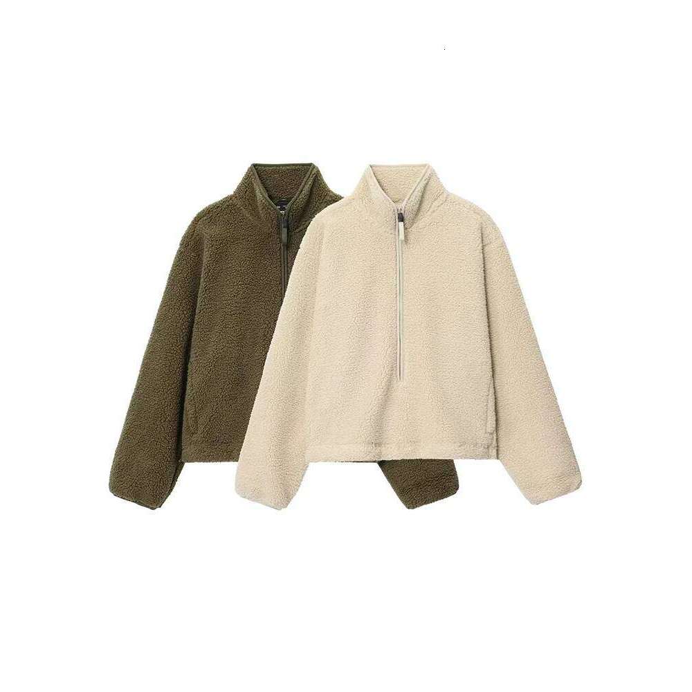 Women's Winter Fashion Loose Casual Teddy Veet Sports Top Female Simple Versatile Zipper Long Sleeve Pullover Jacket