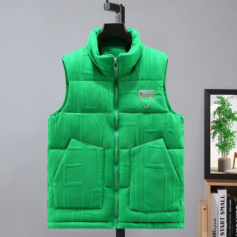 Down Cotton Hooded Vest Men Fashion Black Winter Coat Warm Casual Thicken Gilets Male Jacket Grey Sleeveless Waistcoat 251016