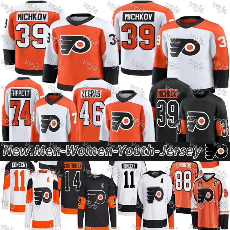 #39 Matvei Michkov flyer jersey #46 Trevor Zegras Porter Martone Noah Cates Sean Couturier Travis Konecny Owen Tippett Bobby Clarke Samuel Ersson Eric Lindros jersey