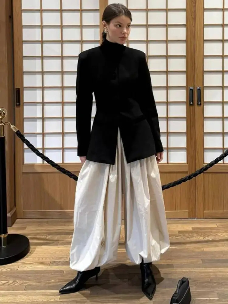 Blifanbo Loose Casual Jogger Bloomers Pants For Women Pleated Solid Fashion Summer Female Loose Bloomers Long Pants Streetwear 251022