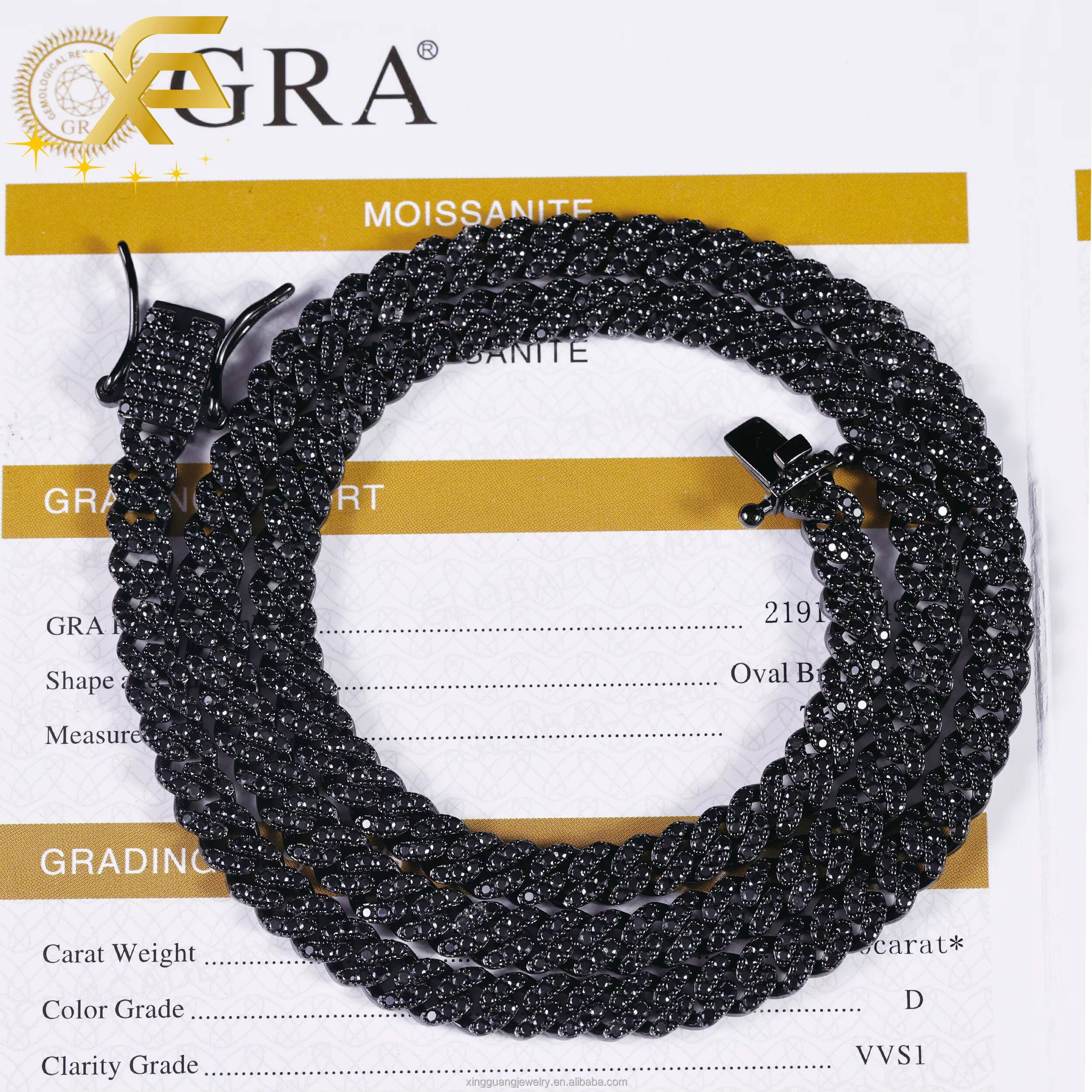 RTS Single Row 6MM Black Hip Hop Cuban Lidynamic Chain Solid 925 Silver Black Moissanite Chains for Men Women Bracelet Necklace