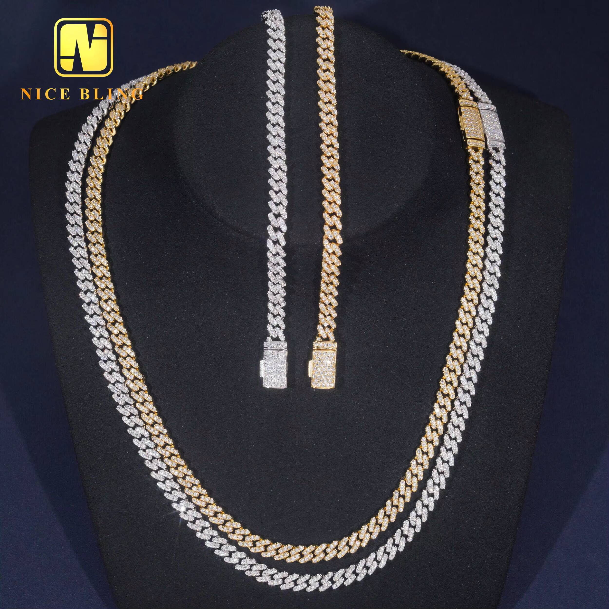6mm Diamond Custom Iced Out Cuban Link Chain 925 Sterling Silver Moissanite Necklace Hip Hop Jewelry Necklace Bracelet