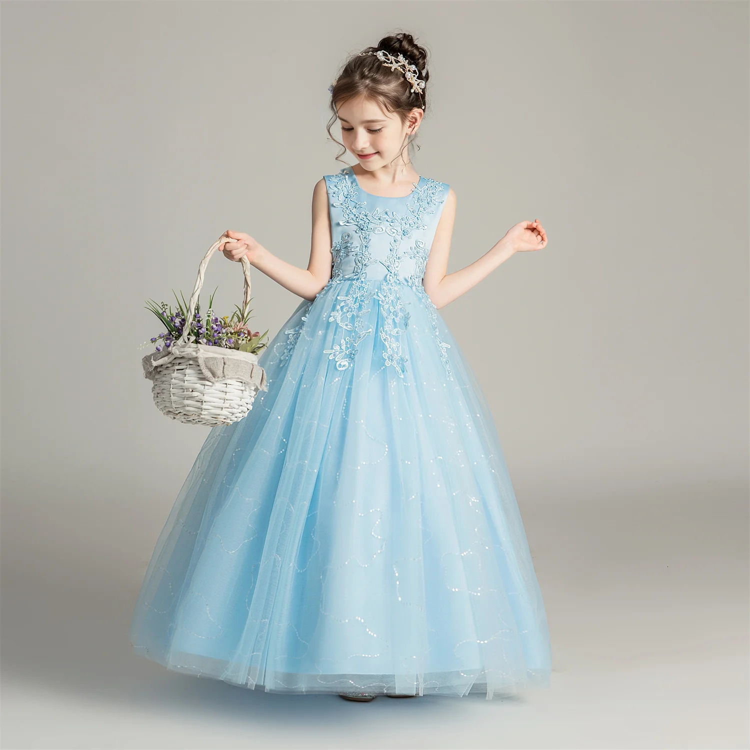 BX683 Kids Dresses For Girls Lace Dress Gown Princess Clothes Children Formal Evening Party Flower Girls Wedding Vestidois 251021