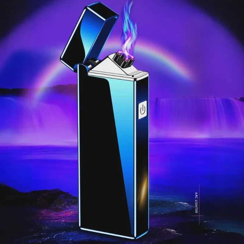Electric Lighter Rechargeable Windproof Flameless Plasmas Torch USB Dual Arc Cigars Lighters for Dad Present C251022