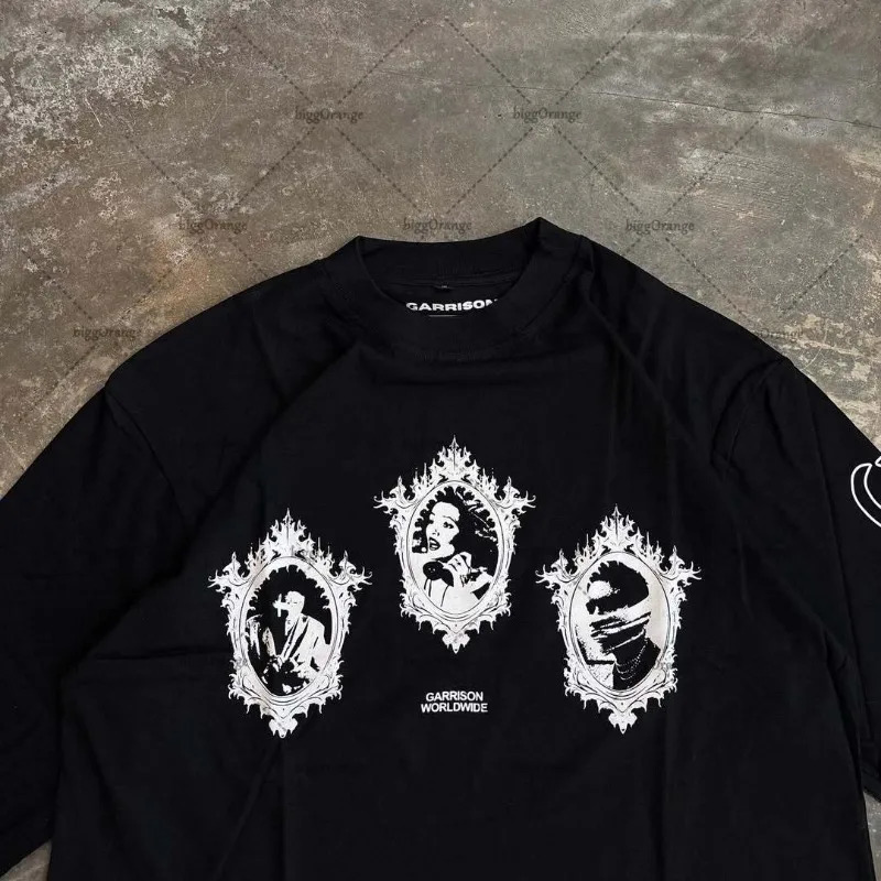 Gothic Harajuku Hiphop Oversized Letters Tshirt Men Y2K American Retro Rock Casual Fashion Loose Cotton Top Women Streetwear 251020