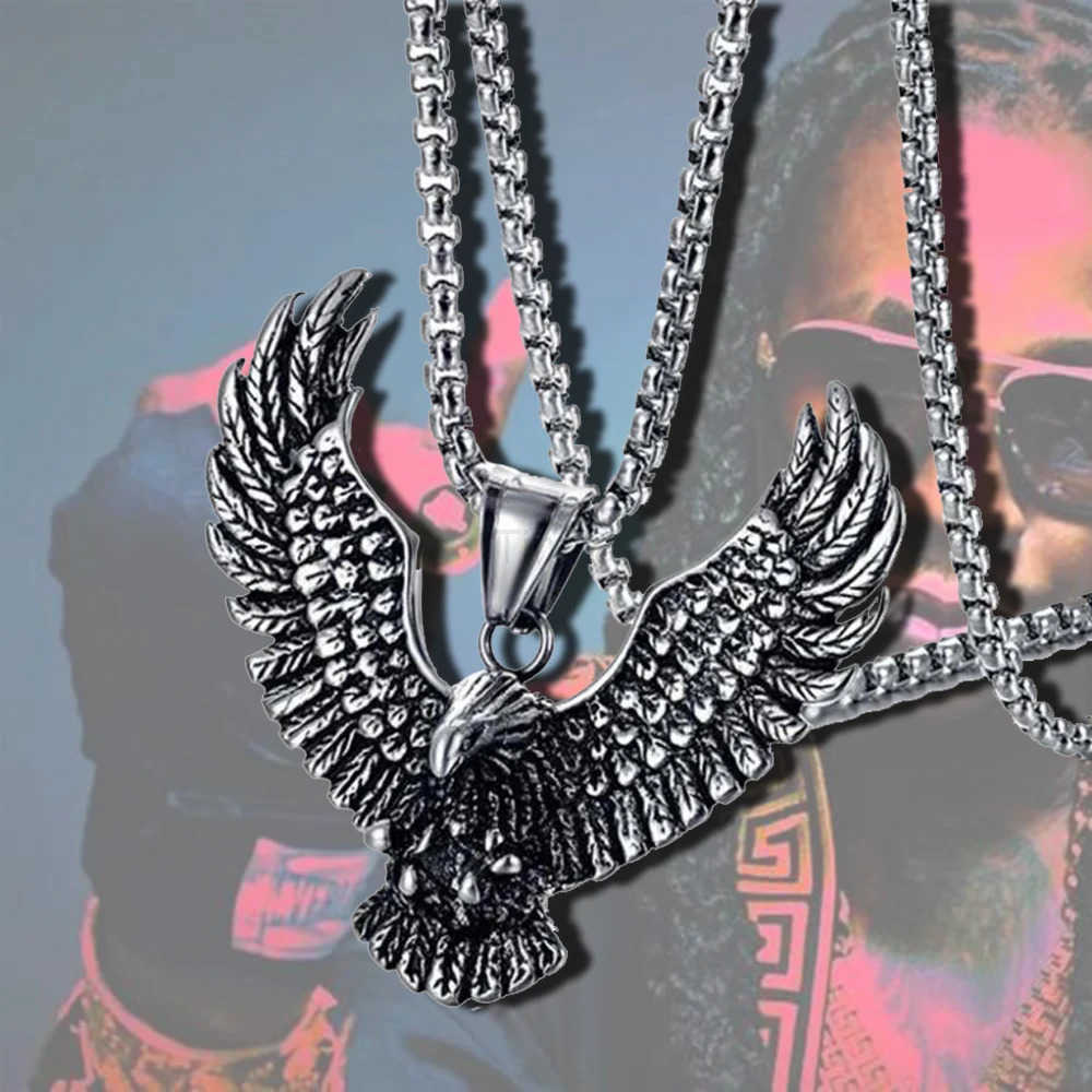 Flying Pendant Necklace Hip Hop Punk StainlESS Steel Chain Mens Jewelry Vintage RAPper Rock AccESSories Gift 2025 New U251022