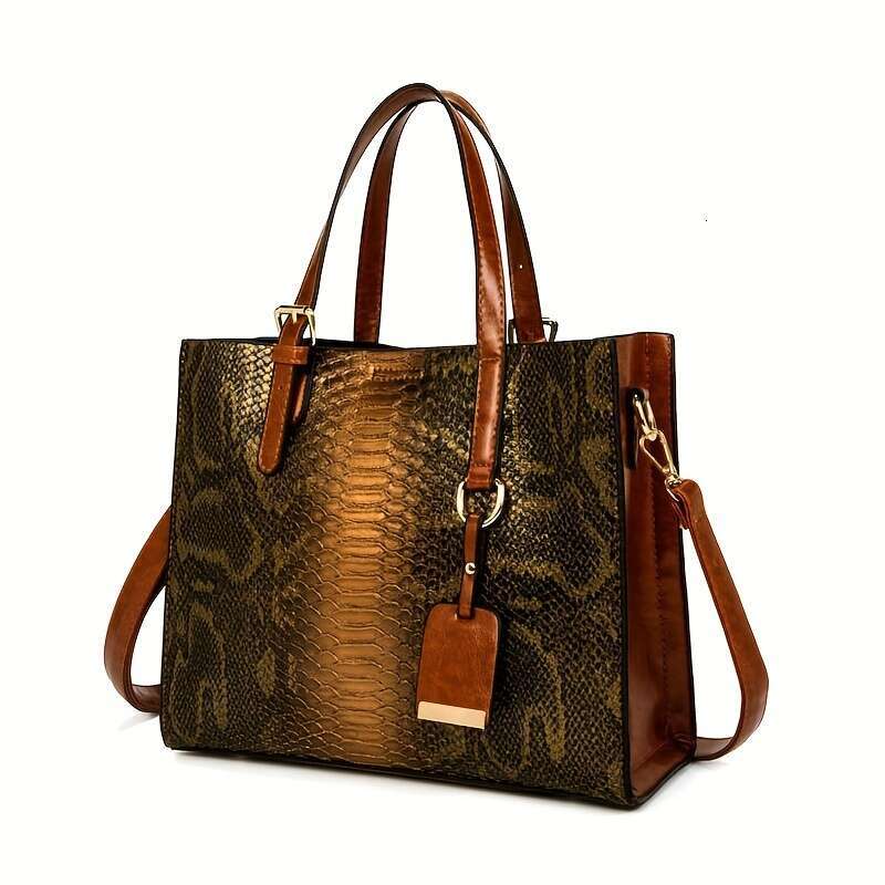 3-Piece Set Women's Crocodile Pattern Handbags, Stylish Faux Leather Tote With Matching Clutch & Wallet, Vintage Design Crossbody Bag