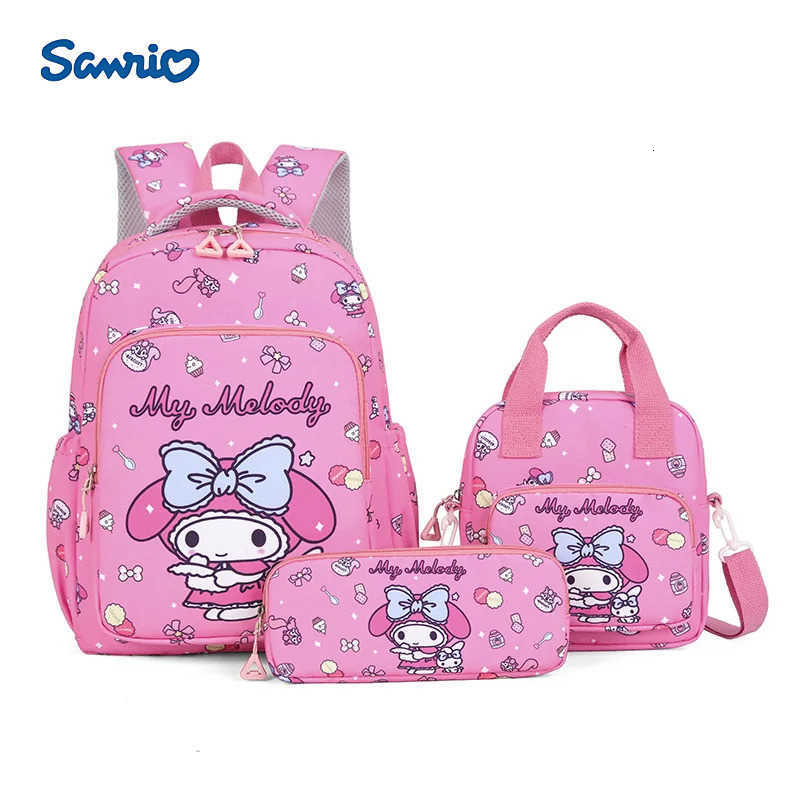 Sanrio Cute Hello Kitty Backpack Set for Girls 3 Piece kindergarten Pupil School Bag Pencil Case Kuromi for Kids 47 Years cartoon L251022