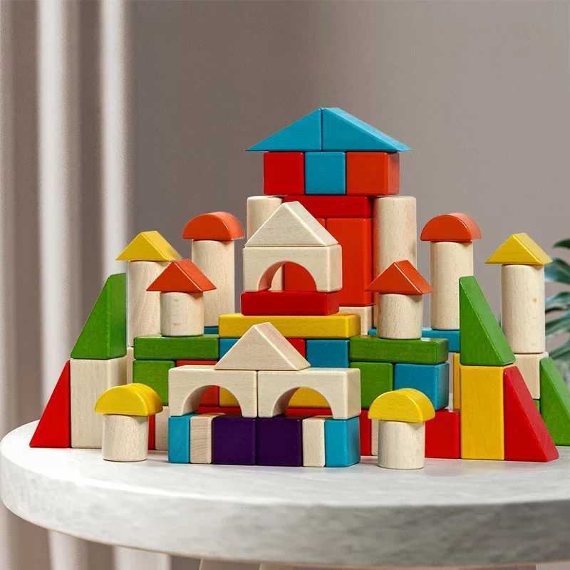 Childrens Toys Puzzle Montessori Education Wooden Board Games Diy Building Blocks Set Constructor Stelstein Stacking Toy Gift J251022