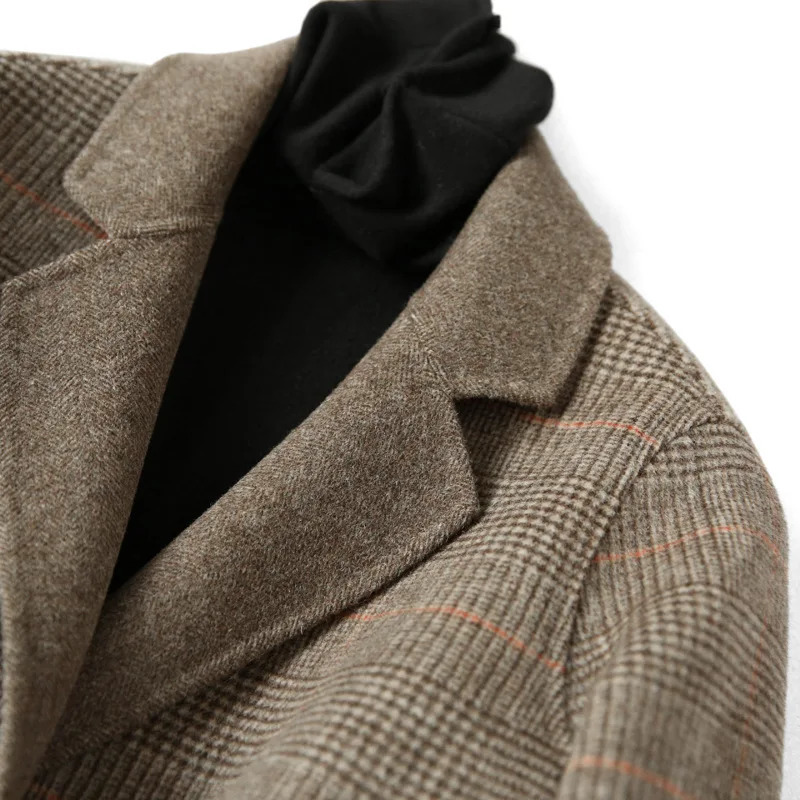 Handmade Sewn Doublesided Woolen Blazer Women Spring Autumn Plaid Wool Overcoat Office Lady Casual Suit Coat Thick Jacket 251020