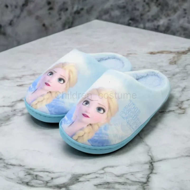 Disney Princess Elsa Winter Childrens Cotton Slippers Girls Parentchild Snow Non Slip Warm Indoor Baby Slippers Size 2439 H2510221