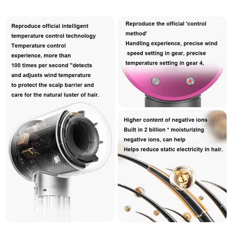 A74GProfessional Negative Leafless Hair Dryer High Power Fast Drying Diffusion Air Nozzle Curling Function EU PlugXJ251022