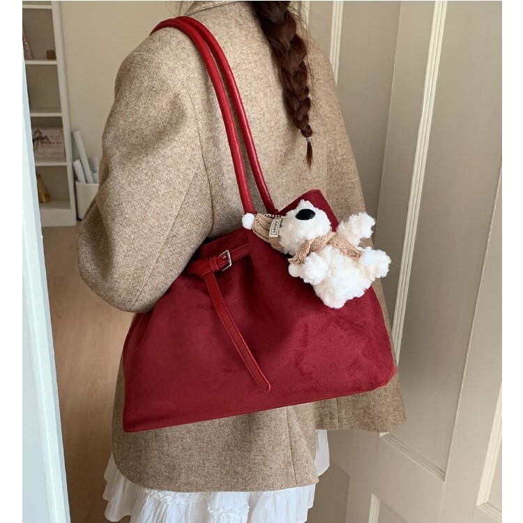 Luxury Brand Designer Bag Suede Bag For Women, Large Capacity 2025 New Autumn Winter Matte Shoulder Bag, High-End Commuter Tote Bag